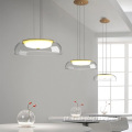 Lustre moderno com lâmpada pendente decorativa de vidro transparente